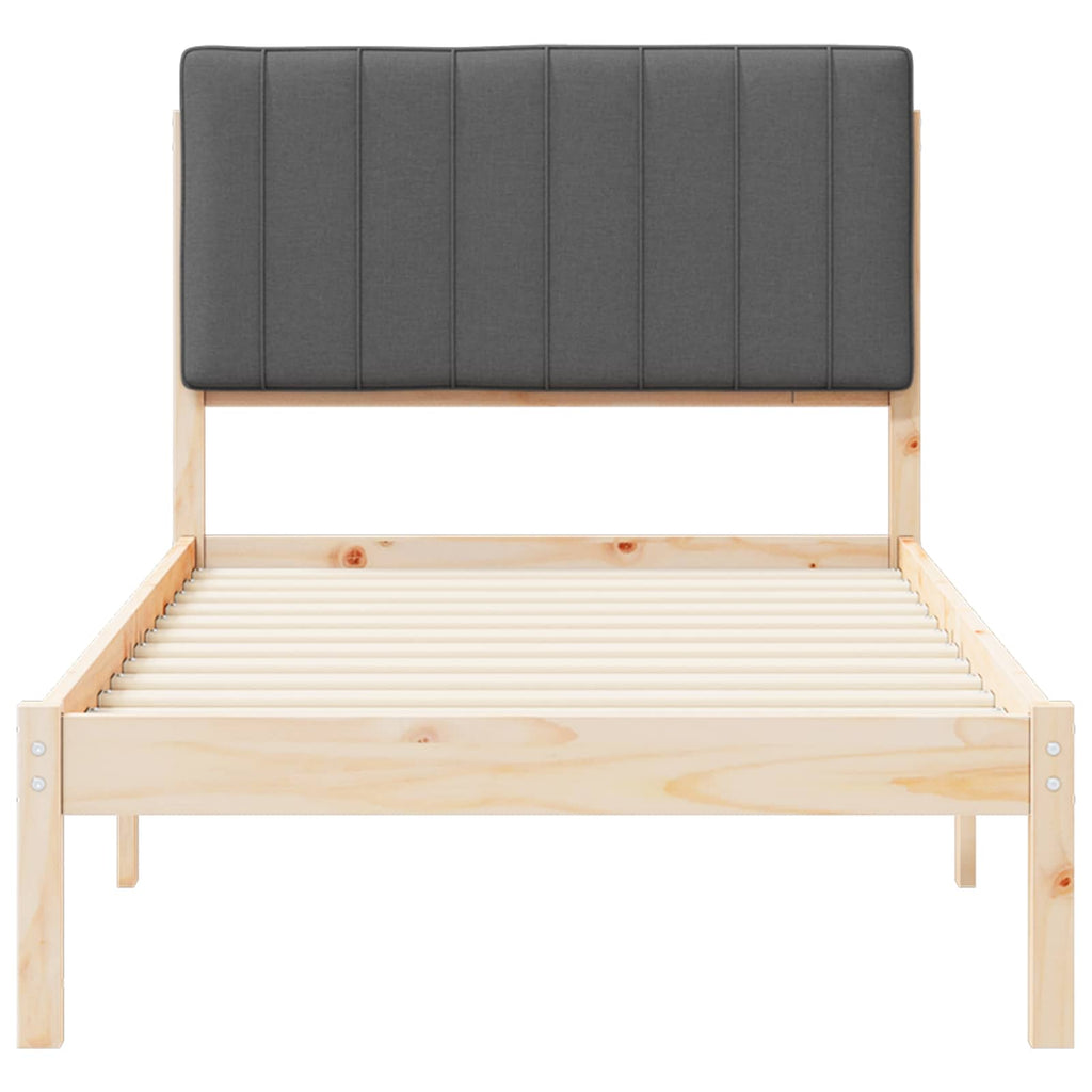 vidaXL Ramka łóżka z tapicerowanym wezgłowiem Ciemnoszary 90 x 190 cm