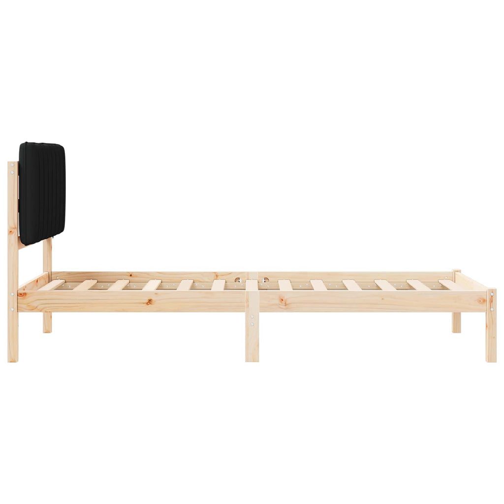 vidaXL Ramka łóżka z tapicerowanym wezgłowiem Czarny 90 x 190 cm