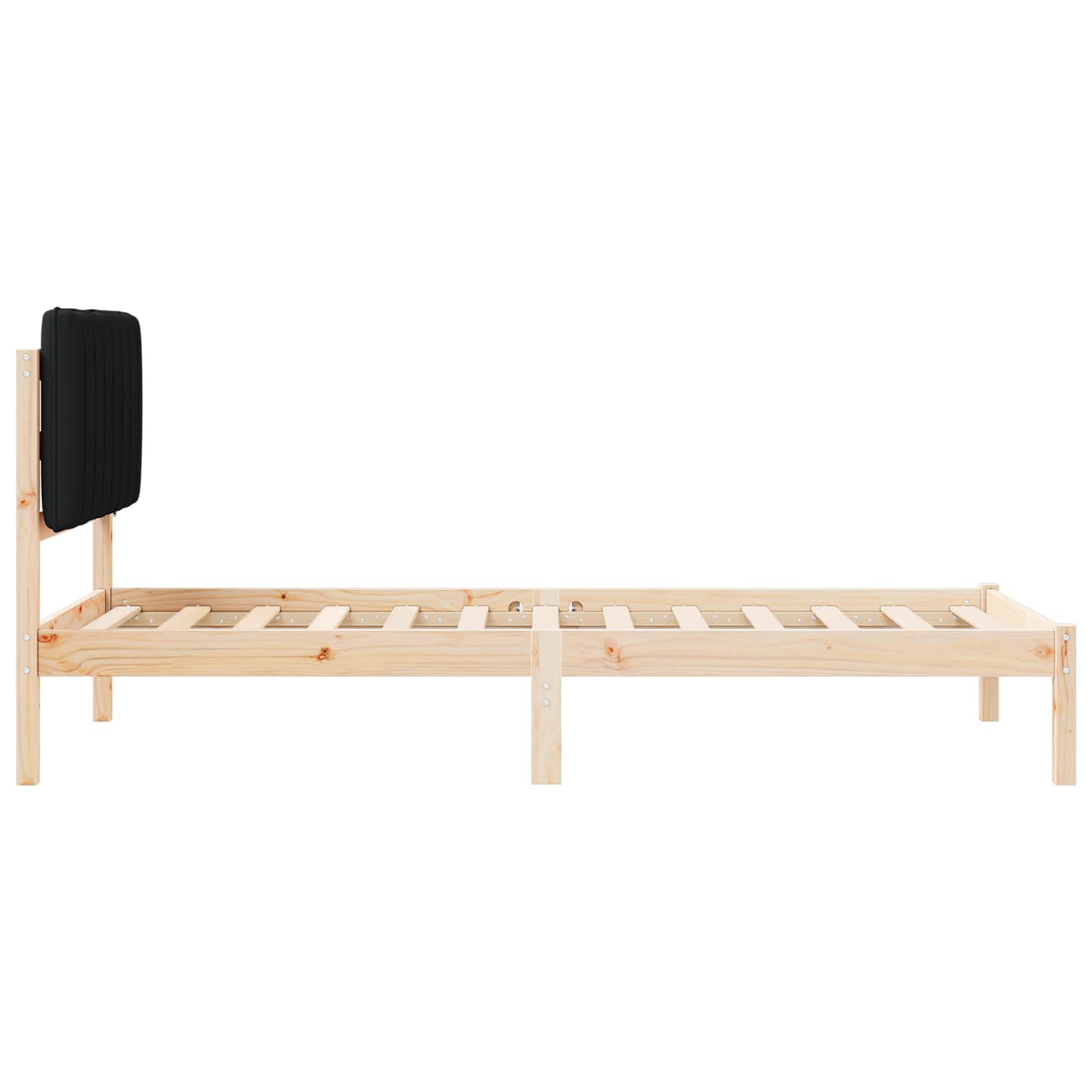 vidaXL Ramka łóżka z tapicerowanym wezgłowiem Czarny 90 x 190 cm