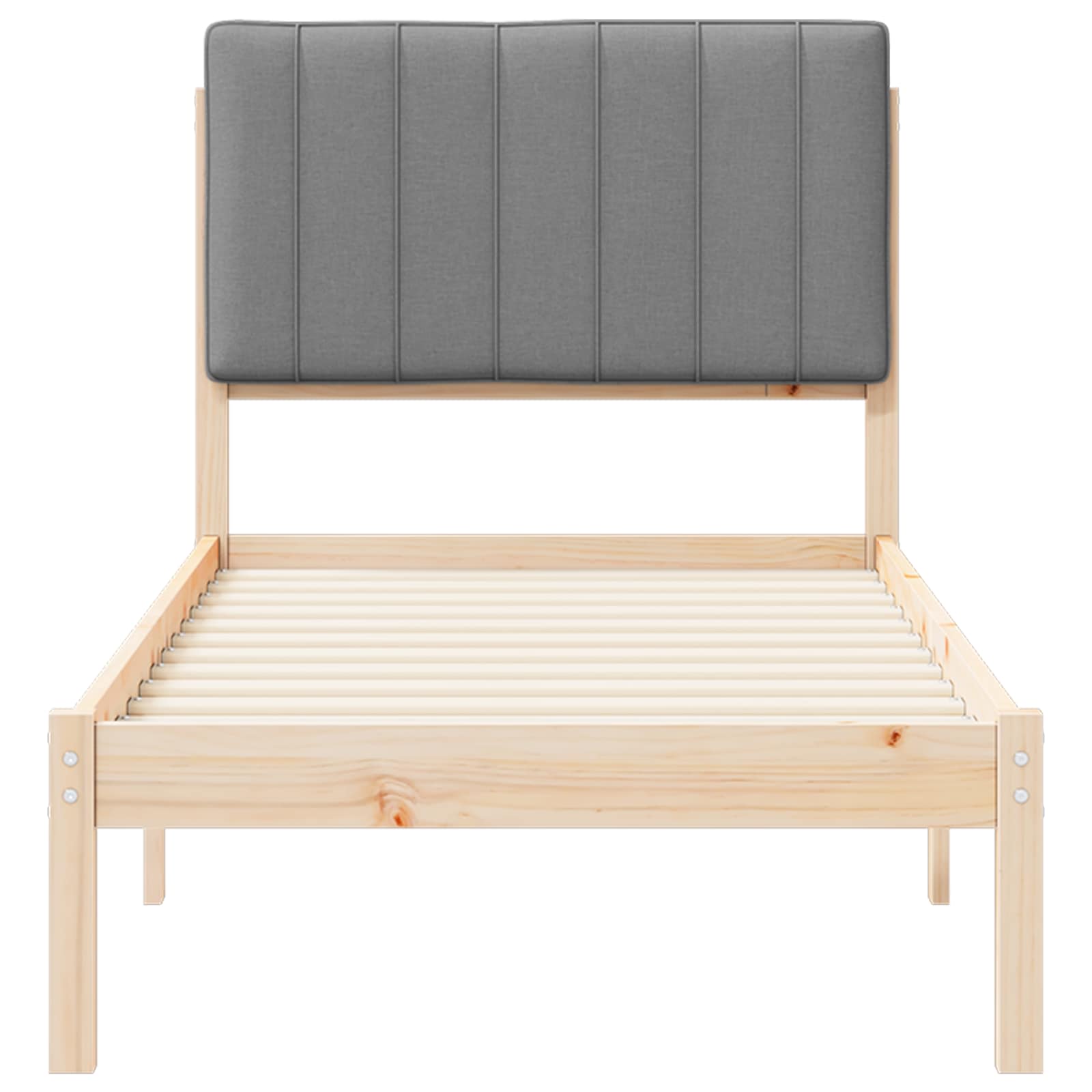 vidaXL Ramka łóżka z tapicerowanym wezgłowiem Jasnoszary 75 x 190 cm