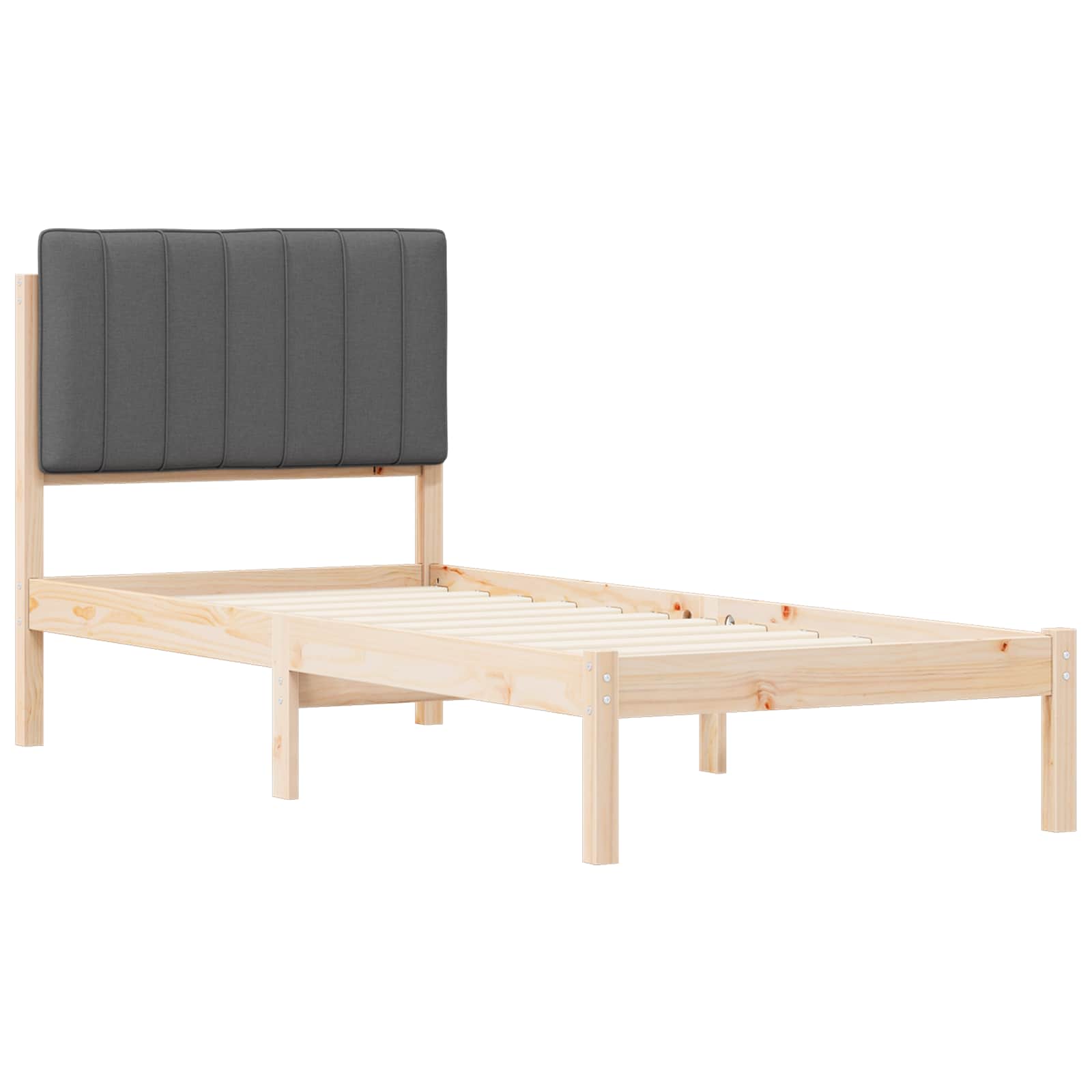 vidaXL Ramka łóżka z tapicerowanym wezgłowiem Ciemnoszary 75 x 190 cm