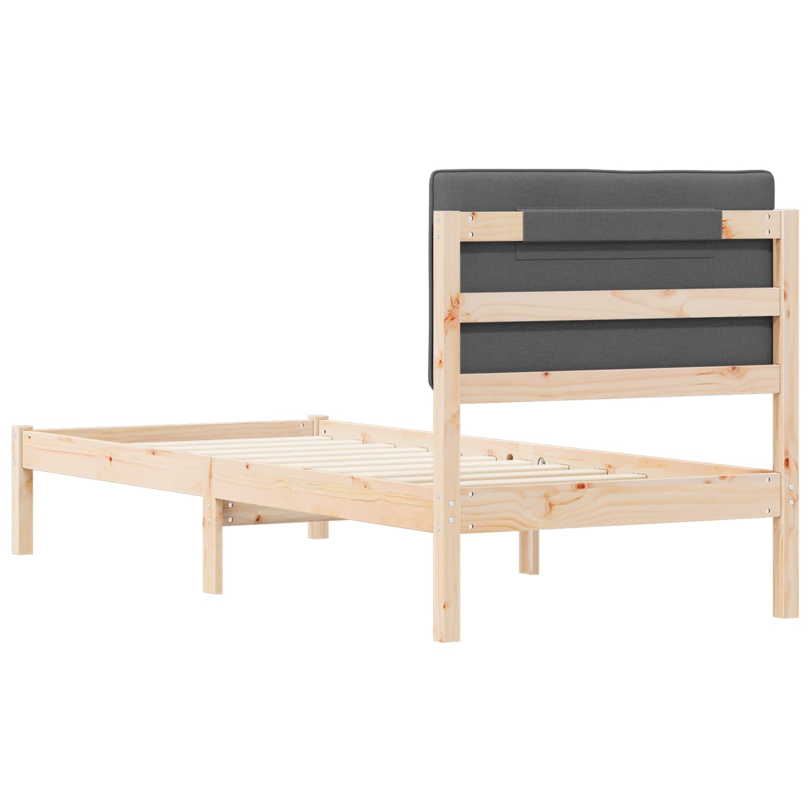 vidaXL Ramka łóżka z tapicerowanym wezgłowiem Ciemnoszary 75 x 190 cm