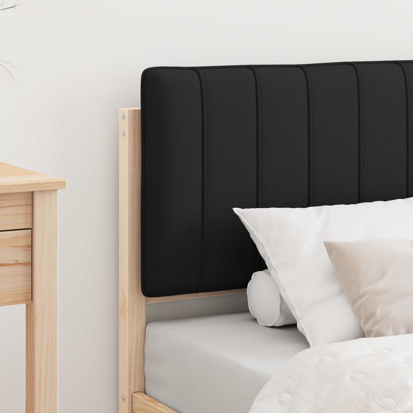 vidaXL Ramka łóżka z tapicerowanym wezgłowiem Czarny 75 x 190 cm
