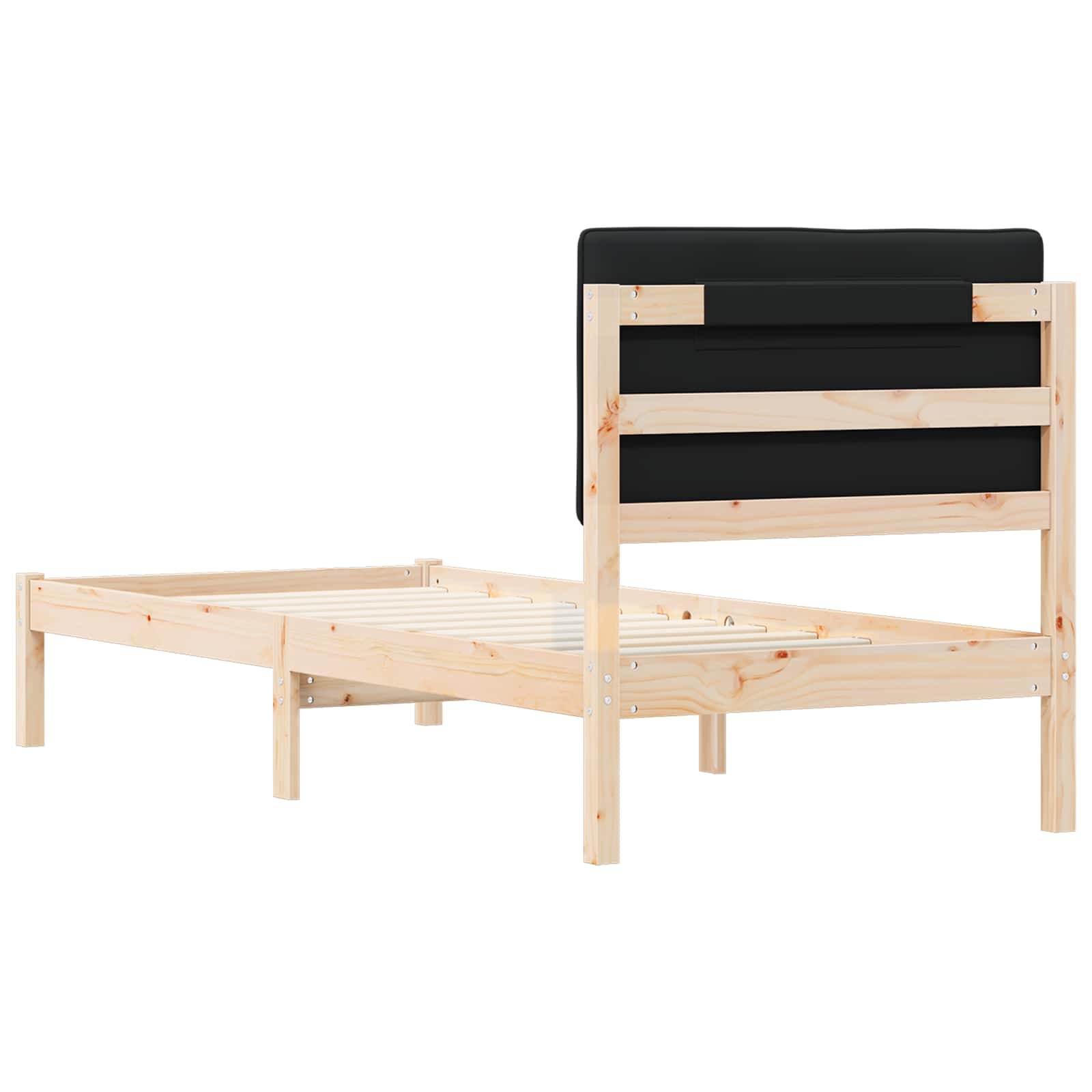 vidaXL Ramka łóżka z tapicerowanym wezgłowiem Czarny 75 x 190 cm