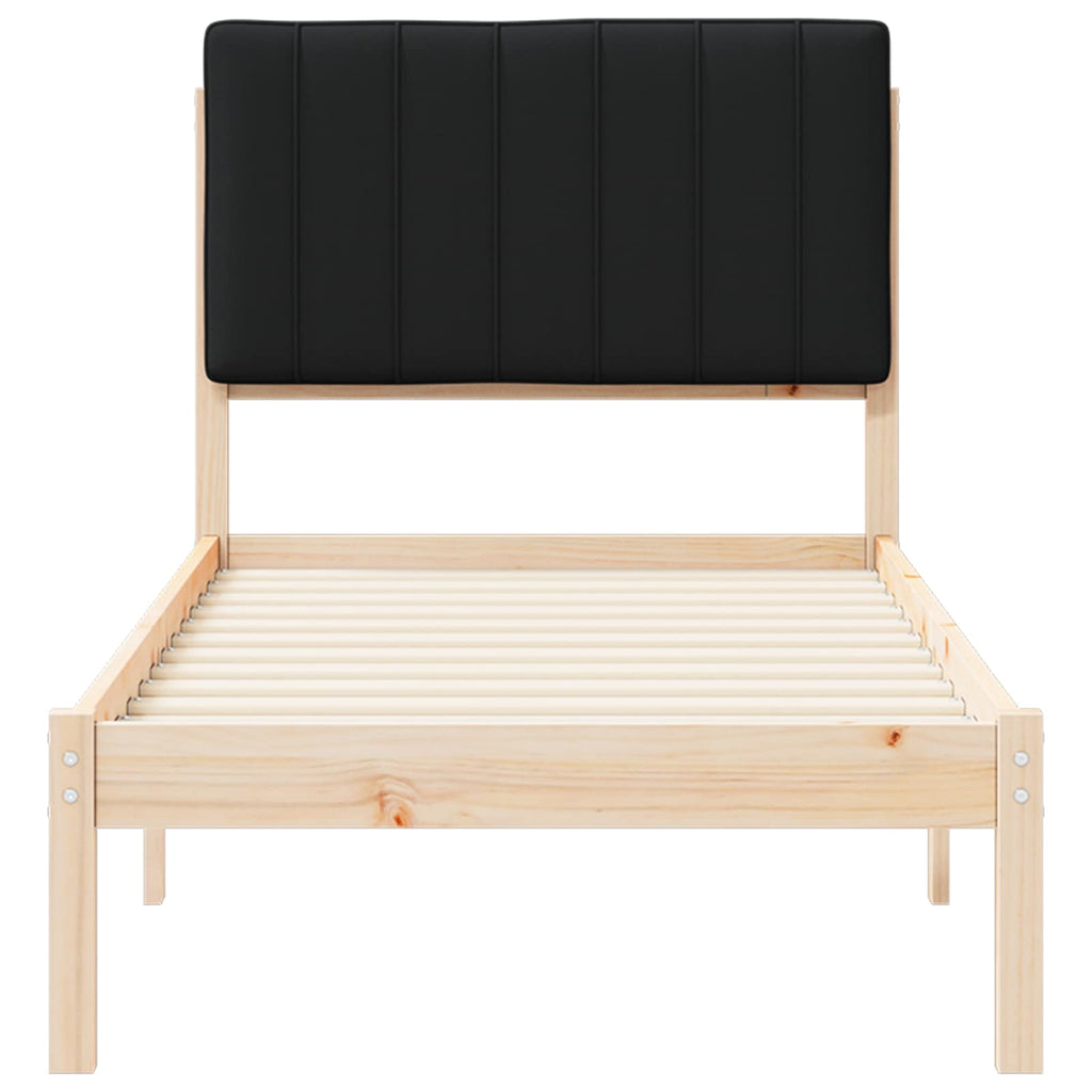 vidaXL Ramka łóżka z tapicerowanym wezgłowiem Czarny 75 x 190 cm