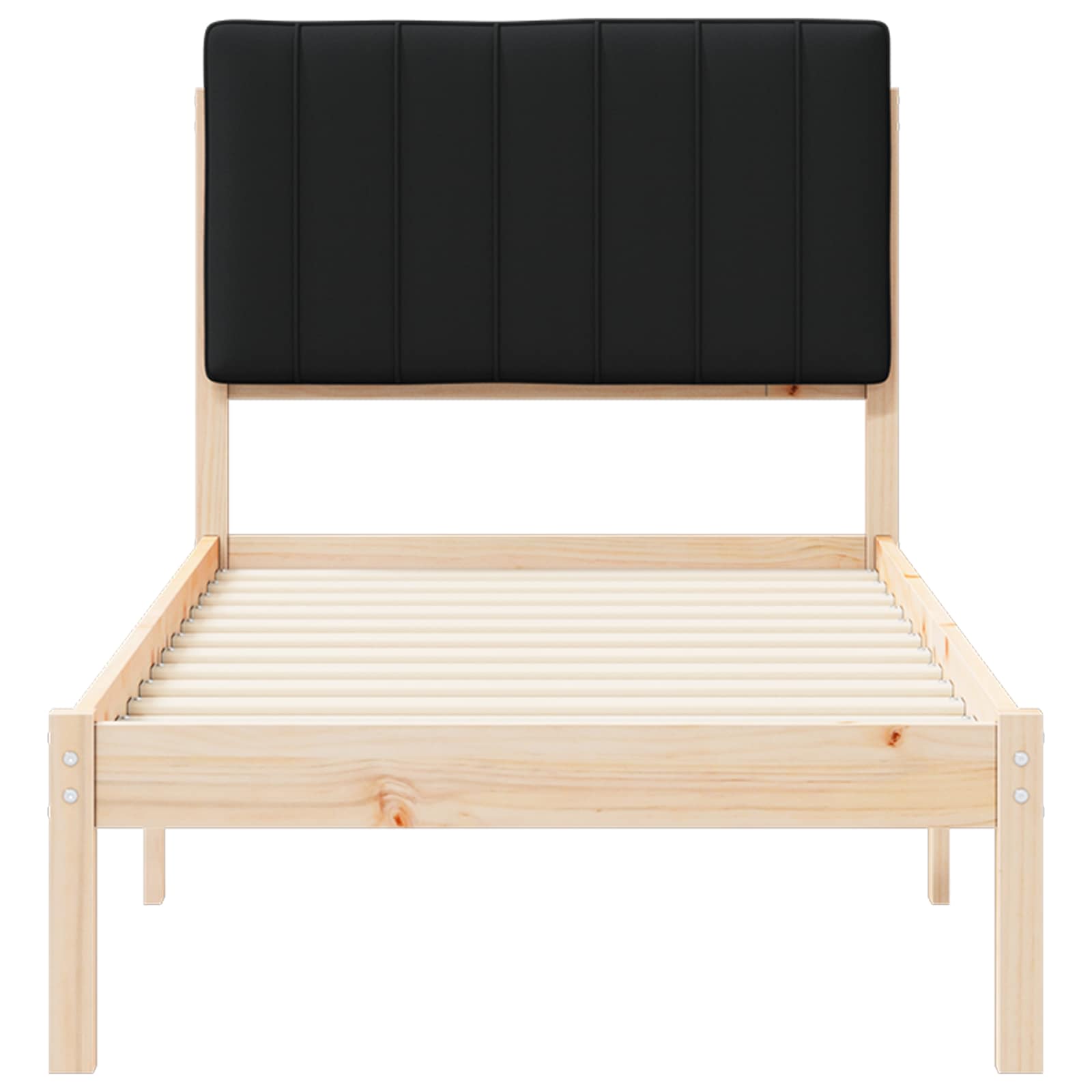 vidaXL Ramka łóżka z tapicerowanym wezgłowiem Czarny 75 x 190 cm