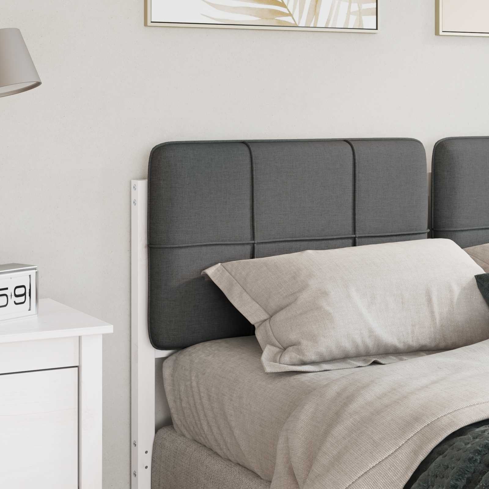 vidaXL Tapicerowane wezgłowie Z zagłówkiem Biały i jasnoszary 135 cm