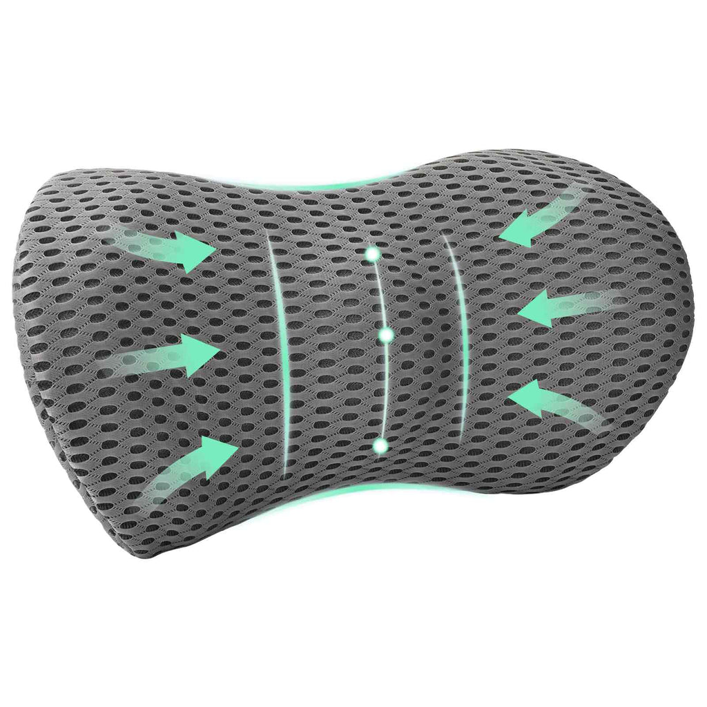 vidaXL Poduszka pod plecy Szary Pianka z pamięcią 47,5 x 23 x 12 cm