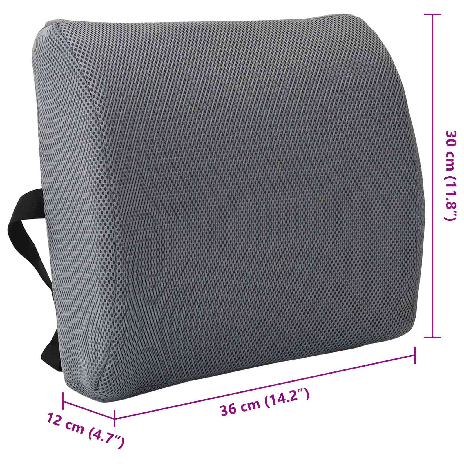 vidaXL Poduszka pod plecy Szary Pianka z pamięcią 36 x 30 x 12 cm