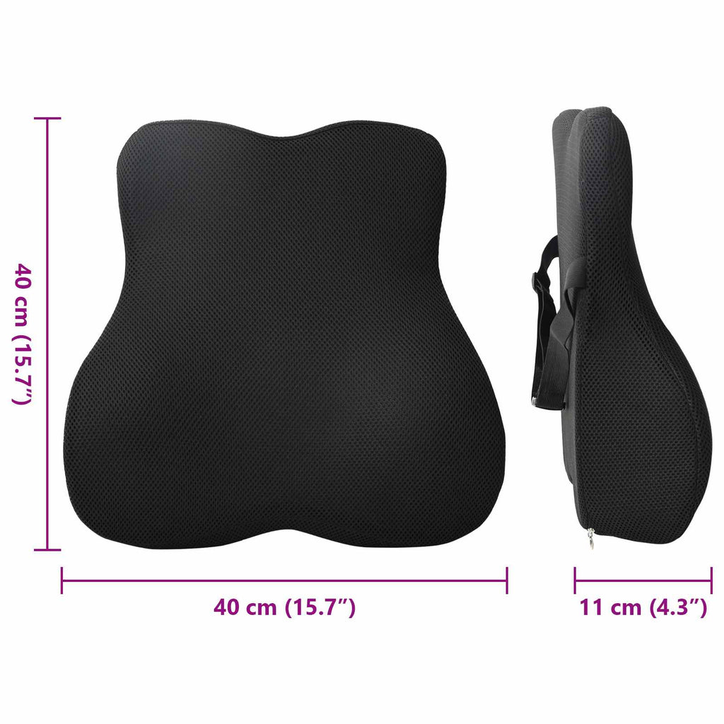 vidaXL Poduszka pod plecy Czarny Pianka z pamięcią 40 x 40 x 11 cm