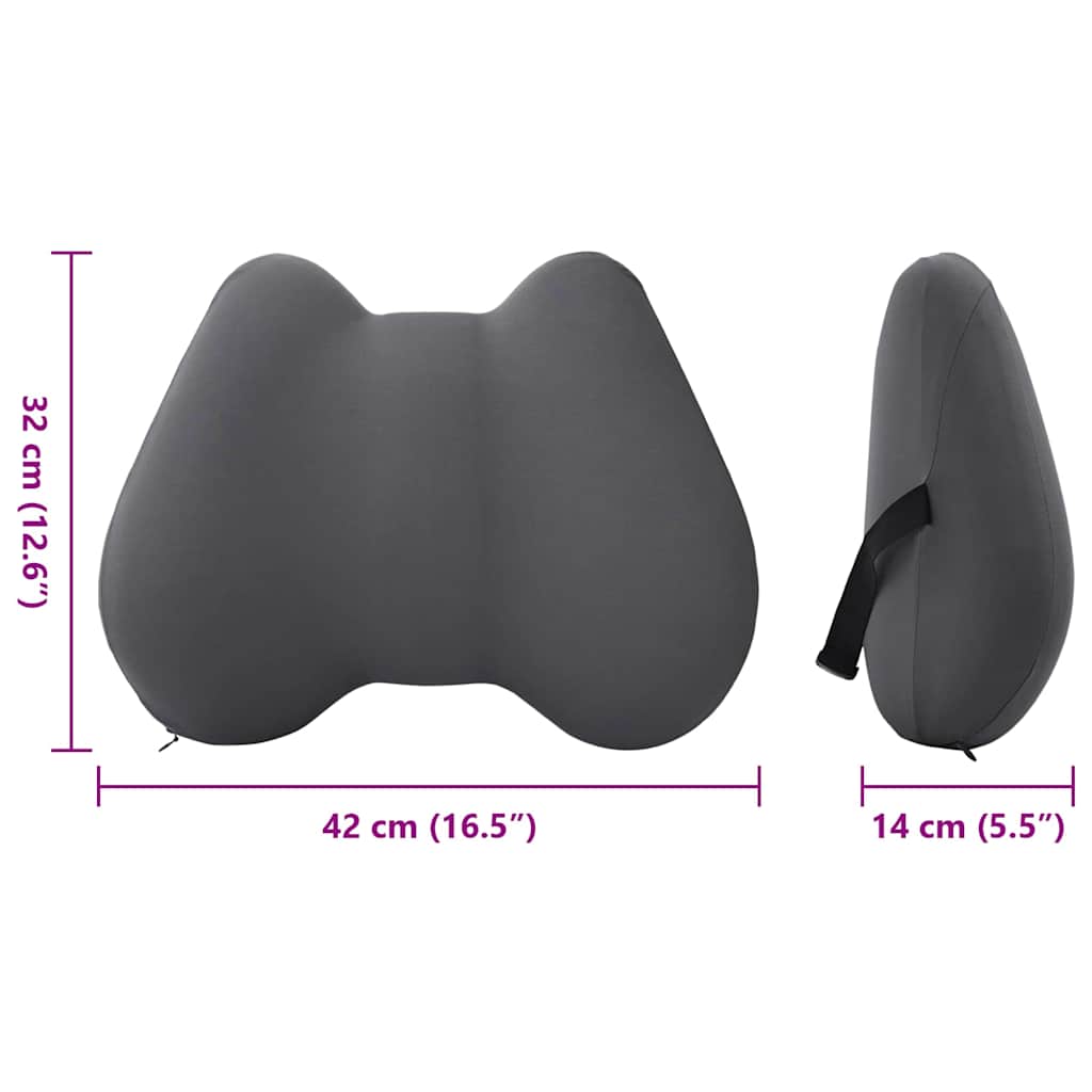 vidaXL Poduszka pod plecy Szary Pianka z pamięcią 40 x 32 x 14 cm