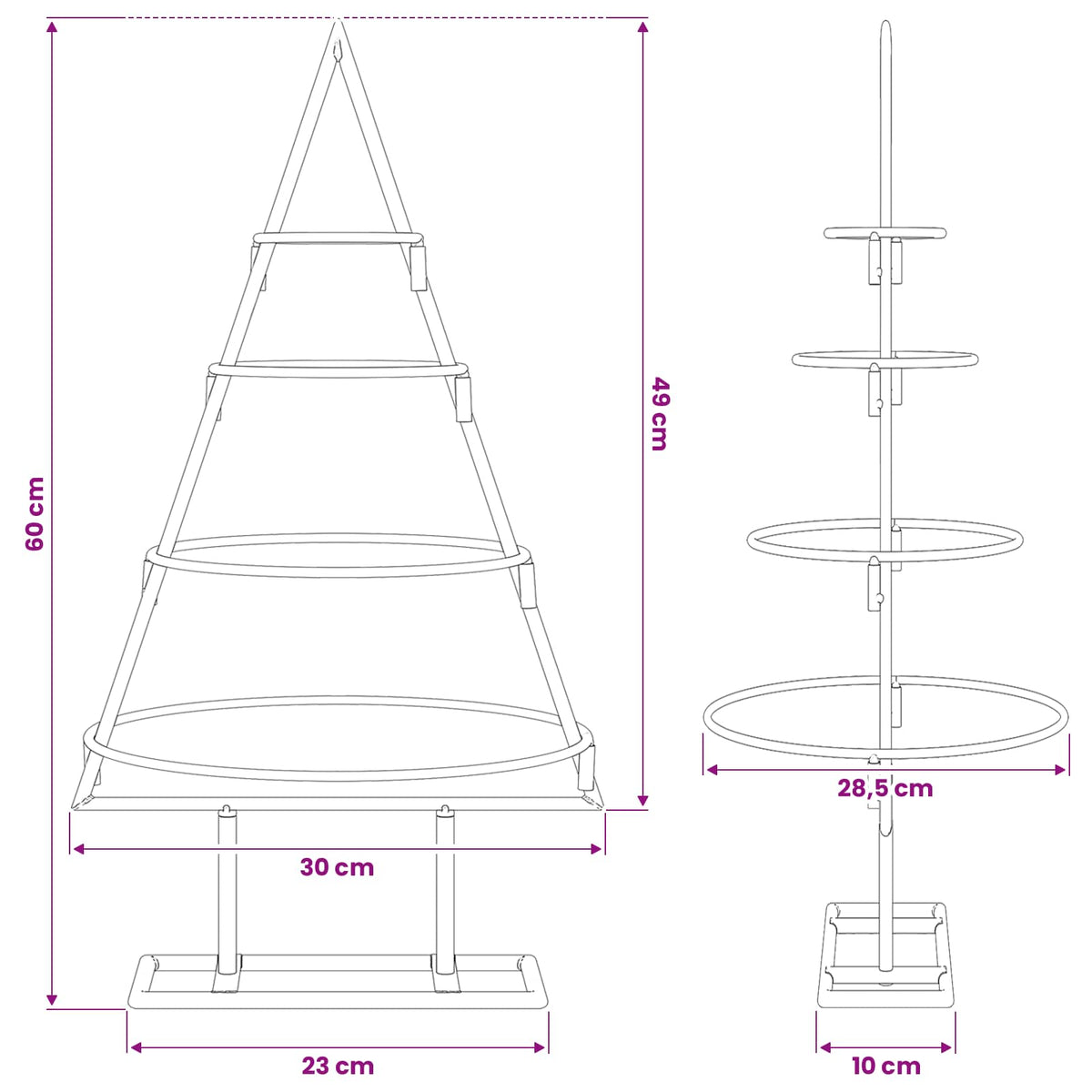 vidaXL Metalowa choinka świąteczna złoty 60 cm Stal Malowana Proszkowo