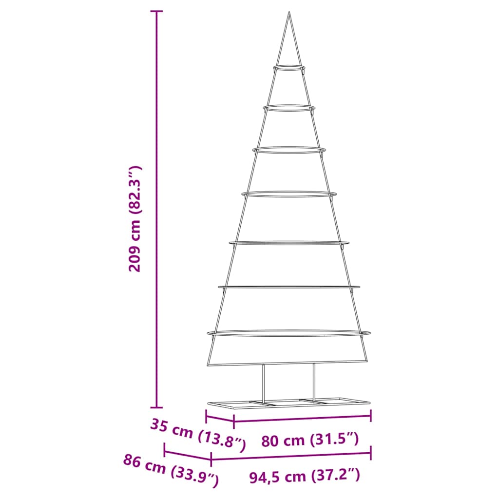 vidaXL Metalowa choinka świąteczna z podstawą złoty 209 cm