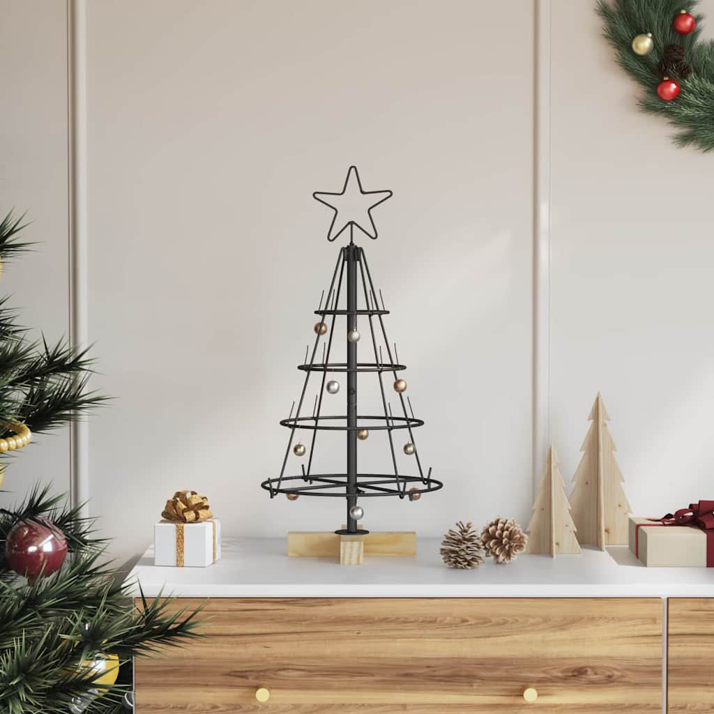 vidaXL Choinka Stożkowa Świąteczna z podstawą Czarny 60 cm Stal
