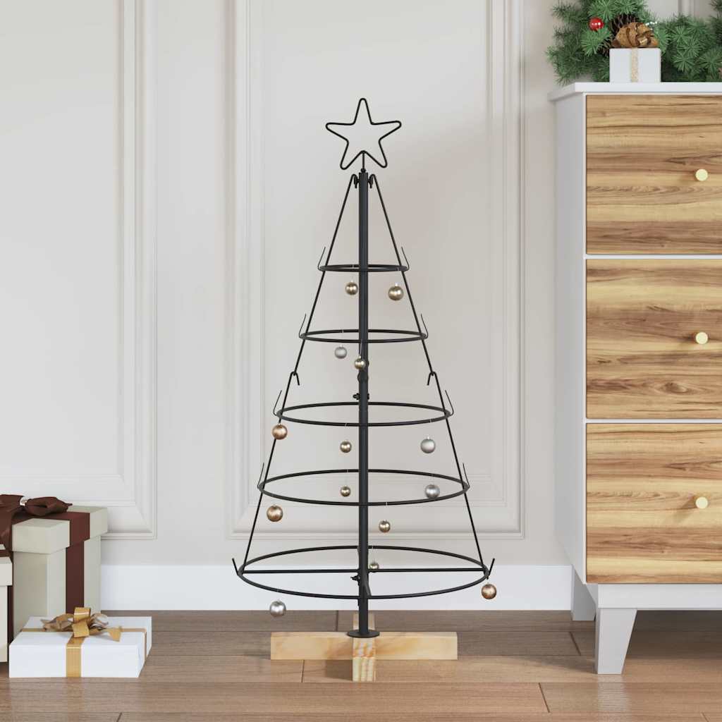 vidaXL Choinka Stożkowa Świąteczna z podstawą Czarny 90 cm Stal