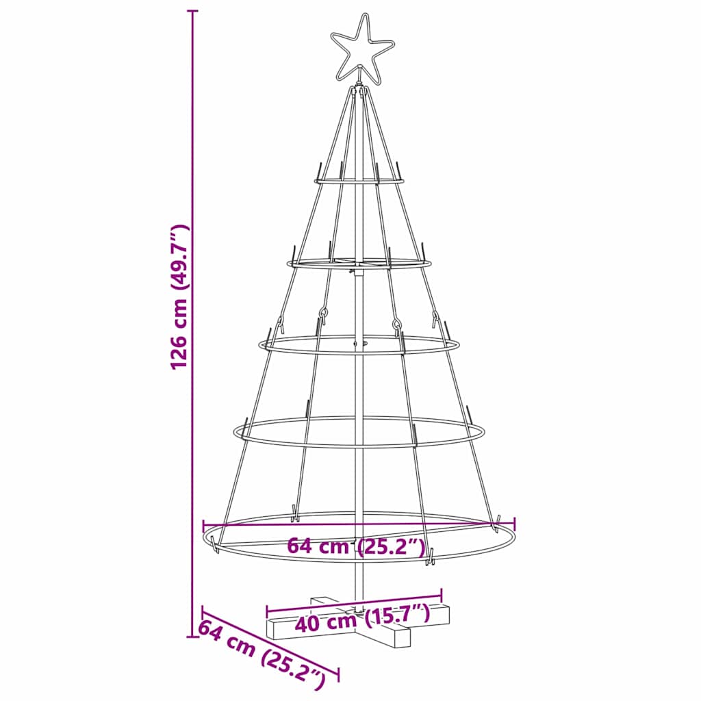 vidaXL Choinka Stożkowa Świąteczna z podstawą Czarny 126 cm Stal