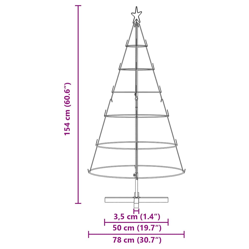 vidaXL Choinka Stożkowa Świąteczna z podstawą Czarny 154 cm Stal