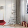 vidaXL Choinka Stożkowa Świąteczna z podstawą Czarny 180,5 cm Stal