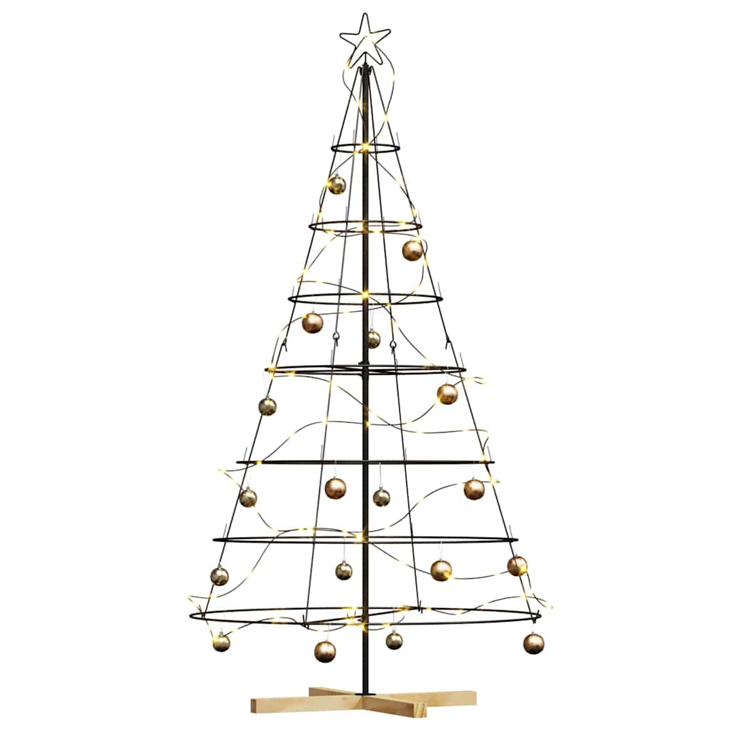 vidaXL Choinka Stożkowa Świąteczna z podstawą Czarny 180,5 cm Stal