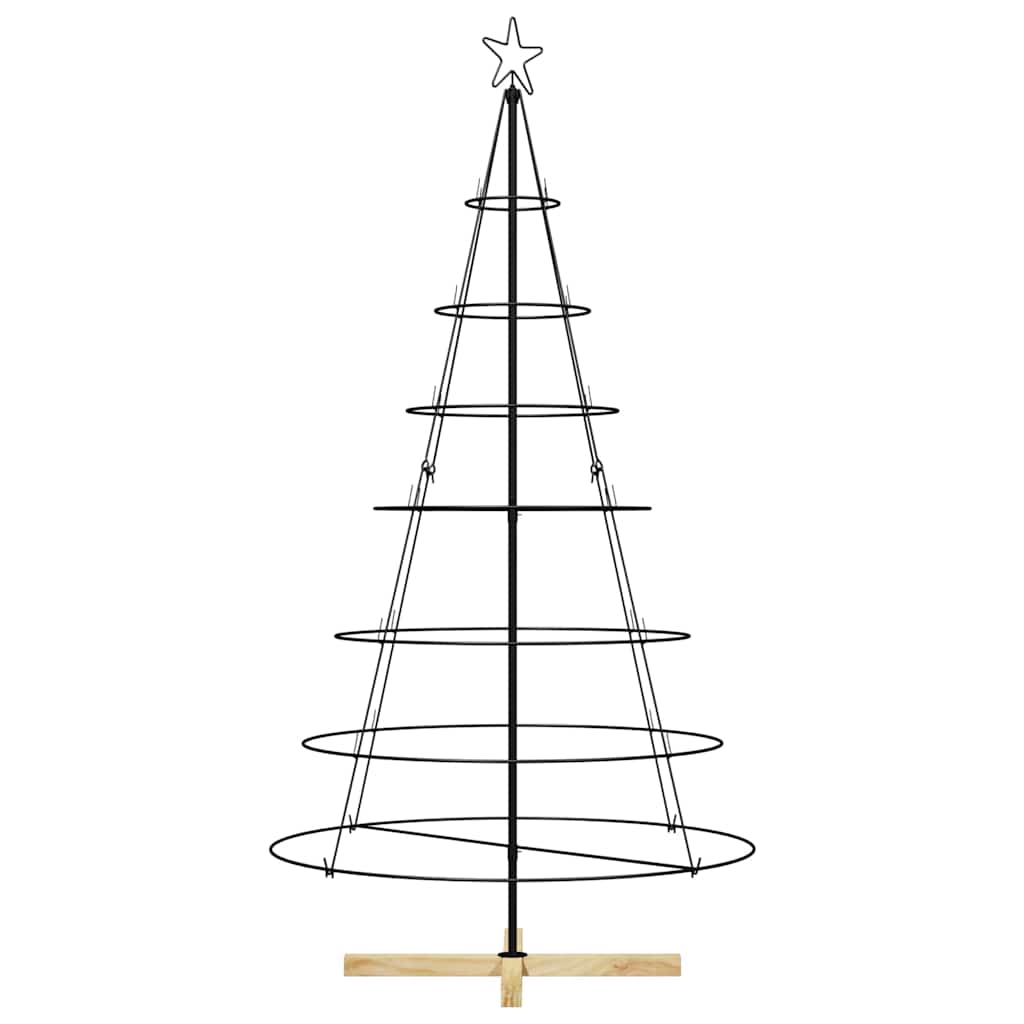 vidaXL Choinka Stożkowa Świąteczna z podstawą Czarny 180,5 cm Stal