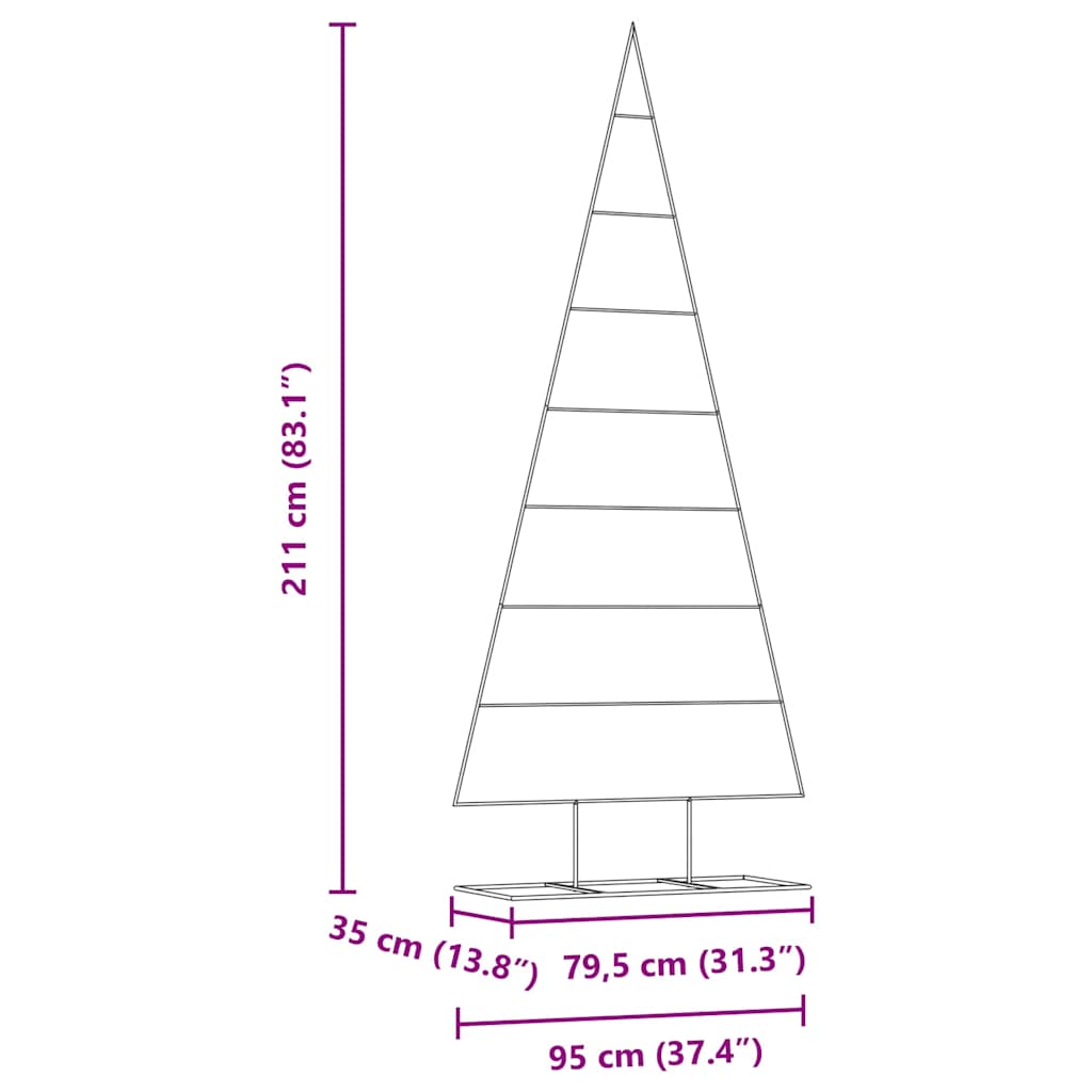 vidaXL Metalowa choinka świąteczna z podstawą złoty 211 cm