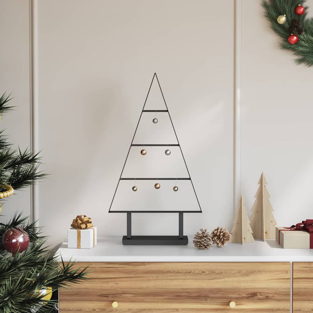 vidaXL Metalowa choinka świąteczna z podstawą Czarny 60 cm Stal