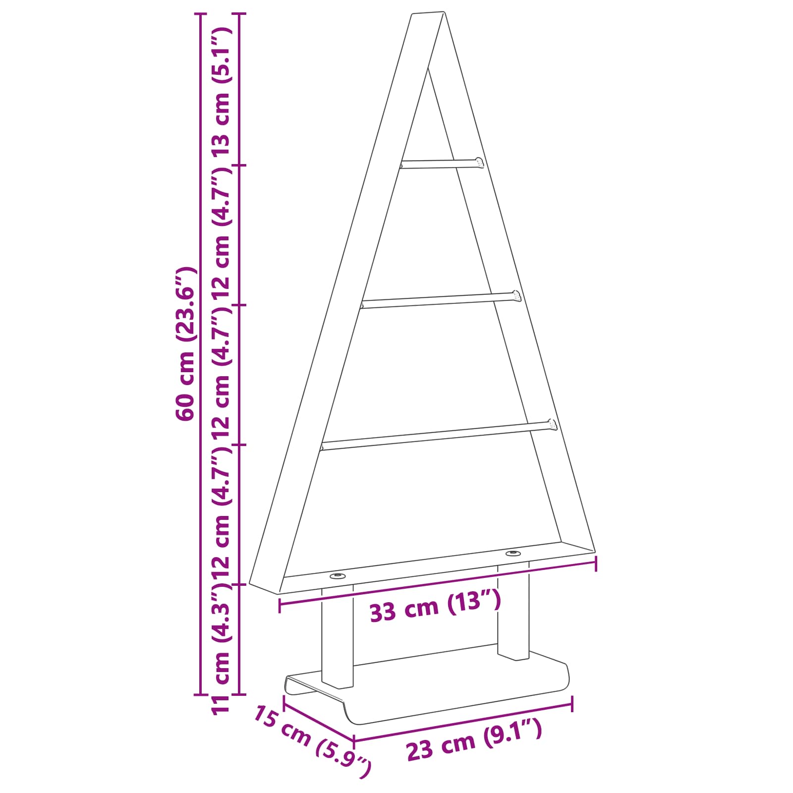 vidaXL Metalowa choinka świąteczna z podstawą Czarny 60 cm Stal