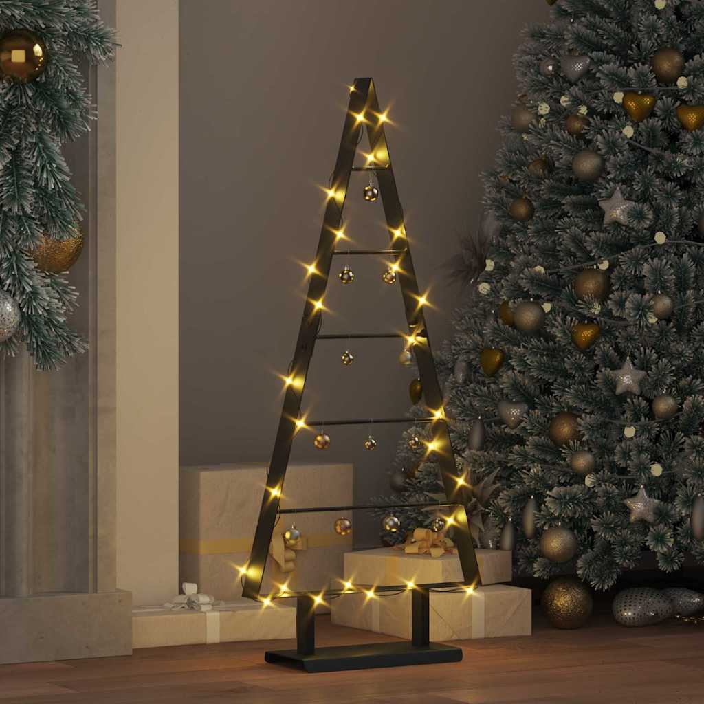 vidaXL Metalowa choinka świąteczna z podstawą Czarny 90 cm Stal