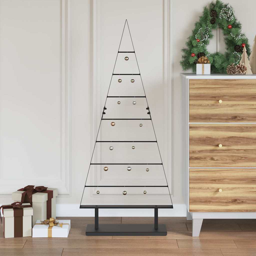 vidaXL Metalowa choinka świąteczna z podstawą Czarny 125,5 cm Stal