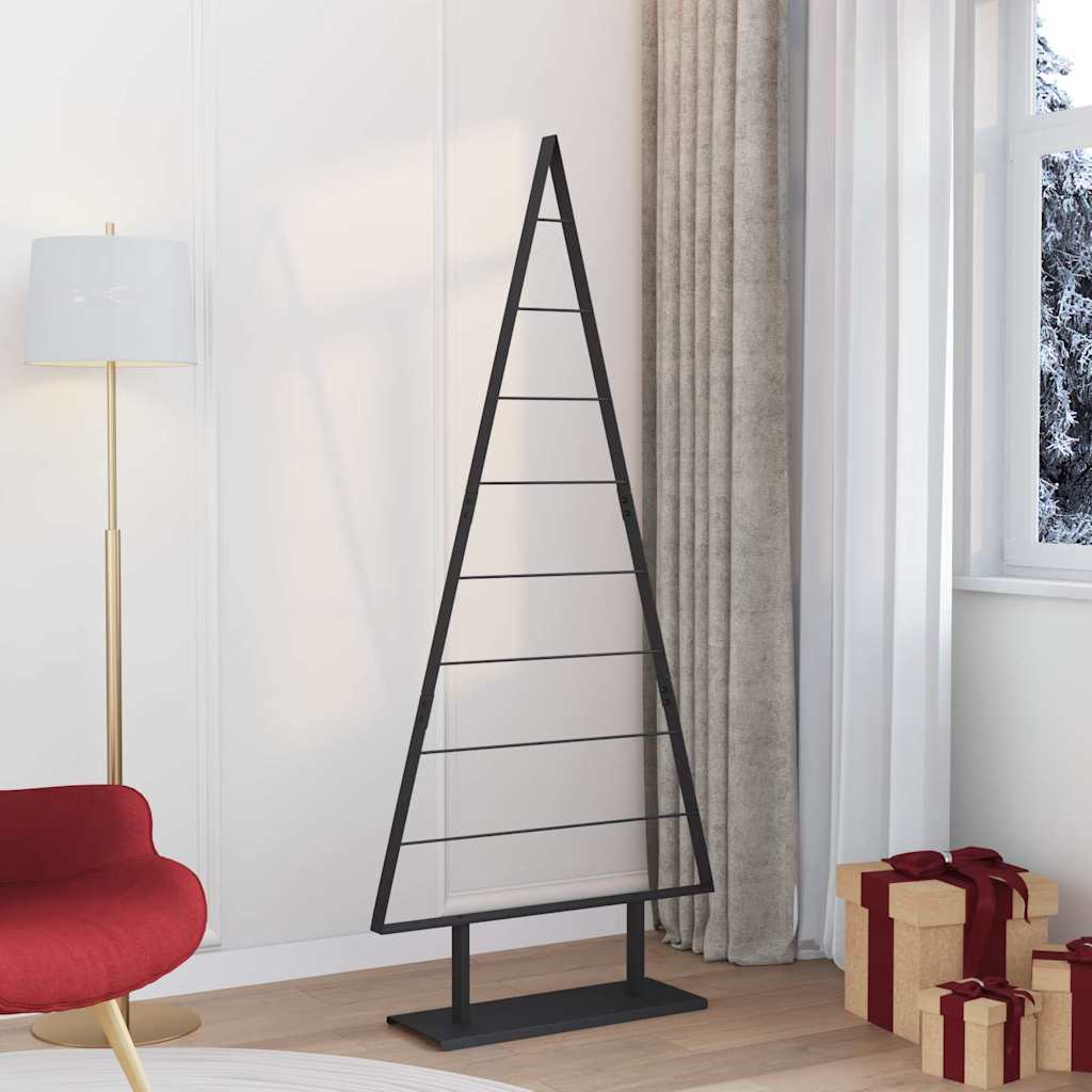 vidaXL Metalowa choinka świąteczna z podstawą Czarny 180 cm Stal