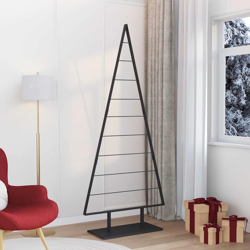 vidaXL Metalowa choinka świąteczna z podstawą Czarny 210 cm Stal