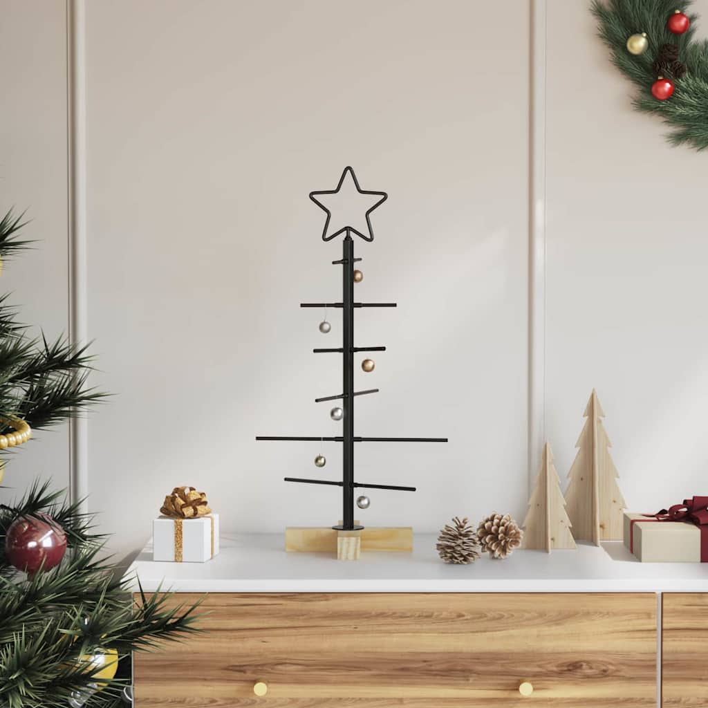 vidaXL Metalowa choinka świąteczna z podstawą Czarny 59,5 cm