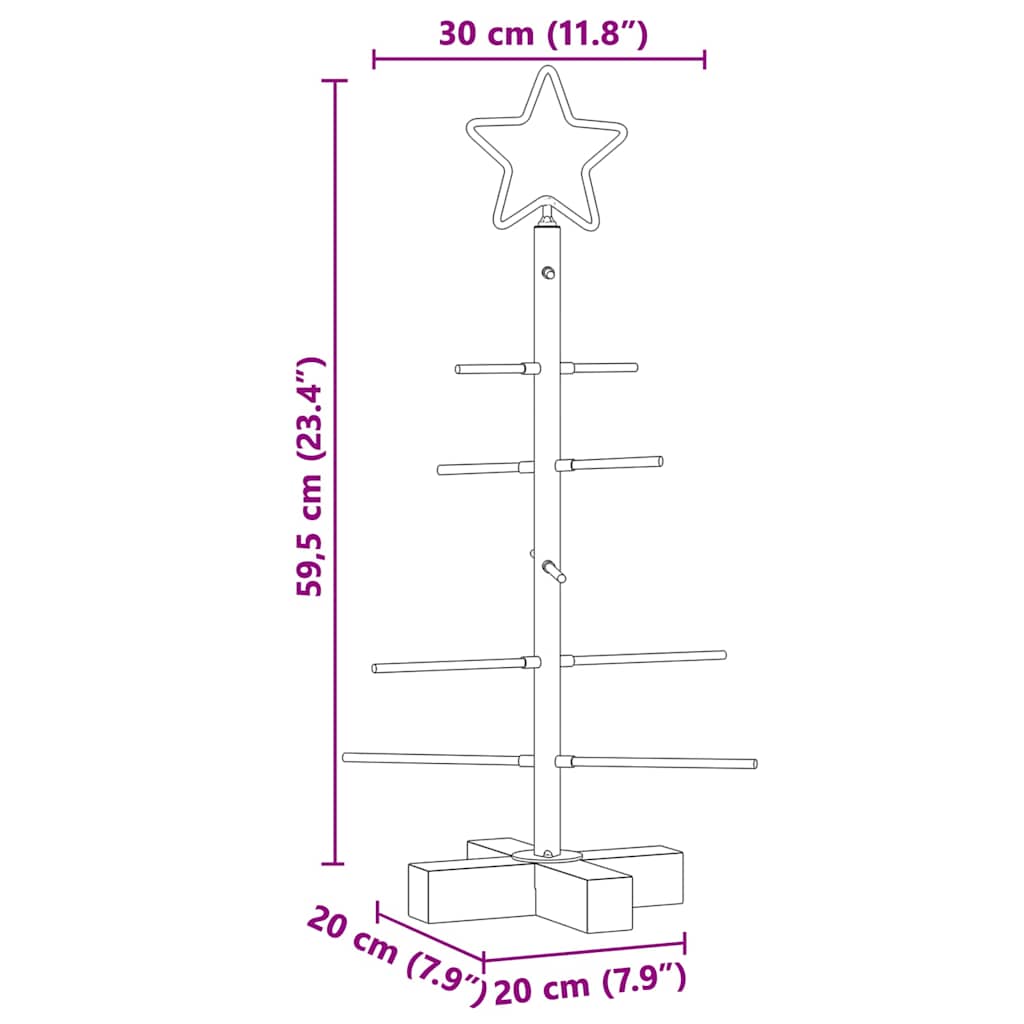 vidaXL Metalowa choinka świąteczna z podstawą Czarny 59,5 cm