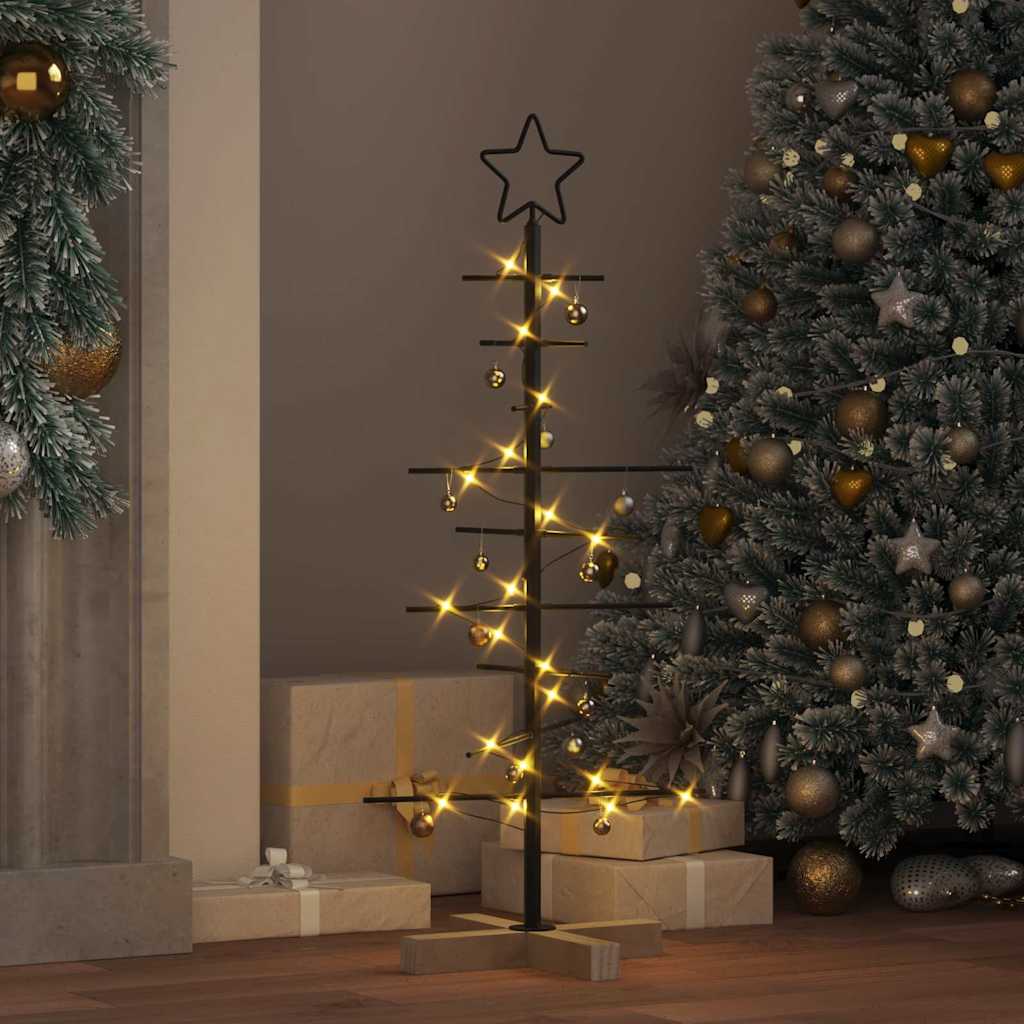 vidaXL Metalowa choinka świąteczna z podstawą Czarny 89 cm