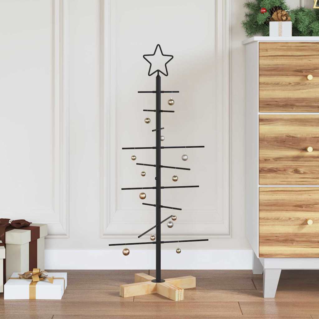 vidaXL Metalowa choinka świąteczna z podstawą Czarny 89 cm
