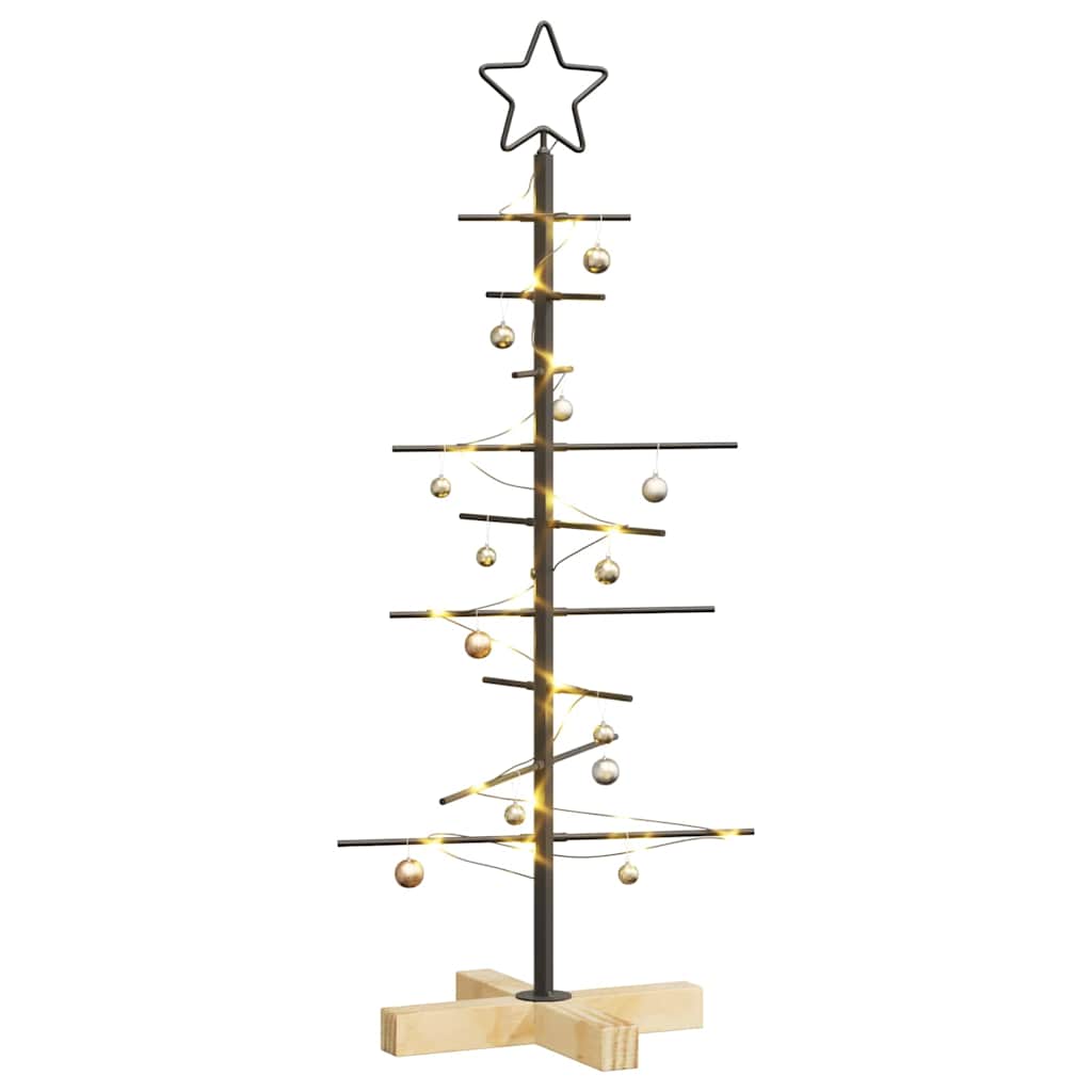 vidaXL Metalowa choinka świąteczna z podstawą Czarny 89 cm