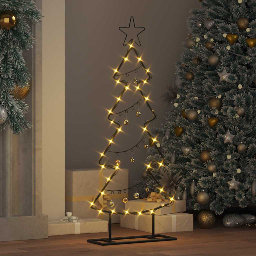vidaXL Metalowa choinka świąteczna z podstawą Czarny 90,5 cm Stal