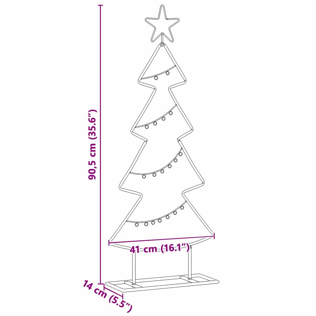 vidaXL Metalowa choinka świąteczna z podstawą Czarny 90,5 cm Stal