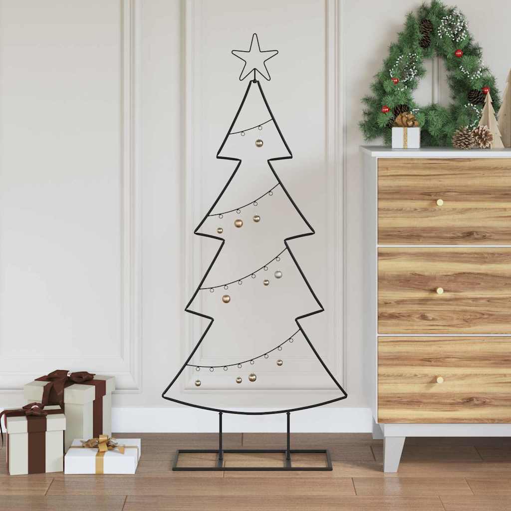 vidaXL Metalowa choinka świąteczna z podstawą Czarny 125 cm Stal