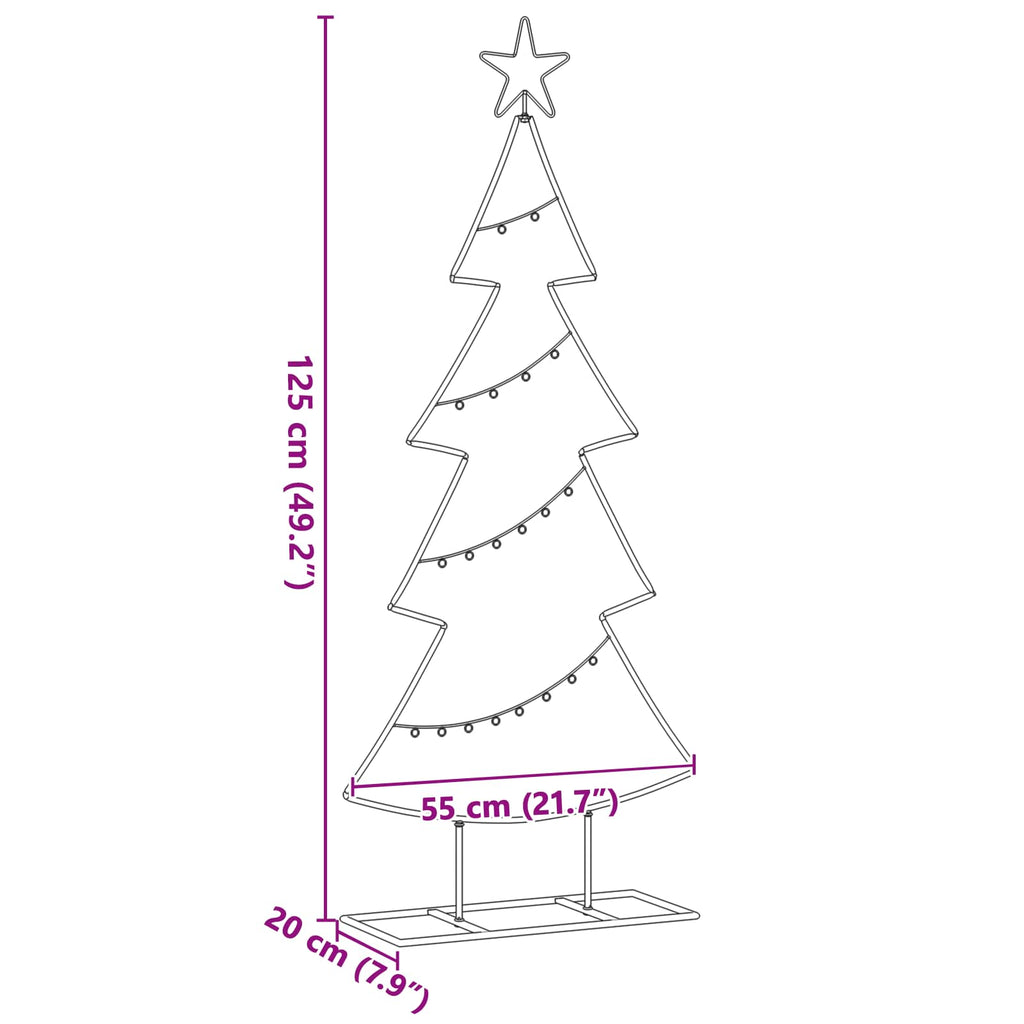 vidaXL Metalowa choinka świąteczna z podstawą Czarny 125 cm Stal