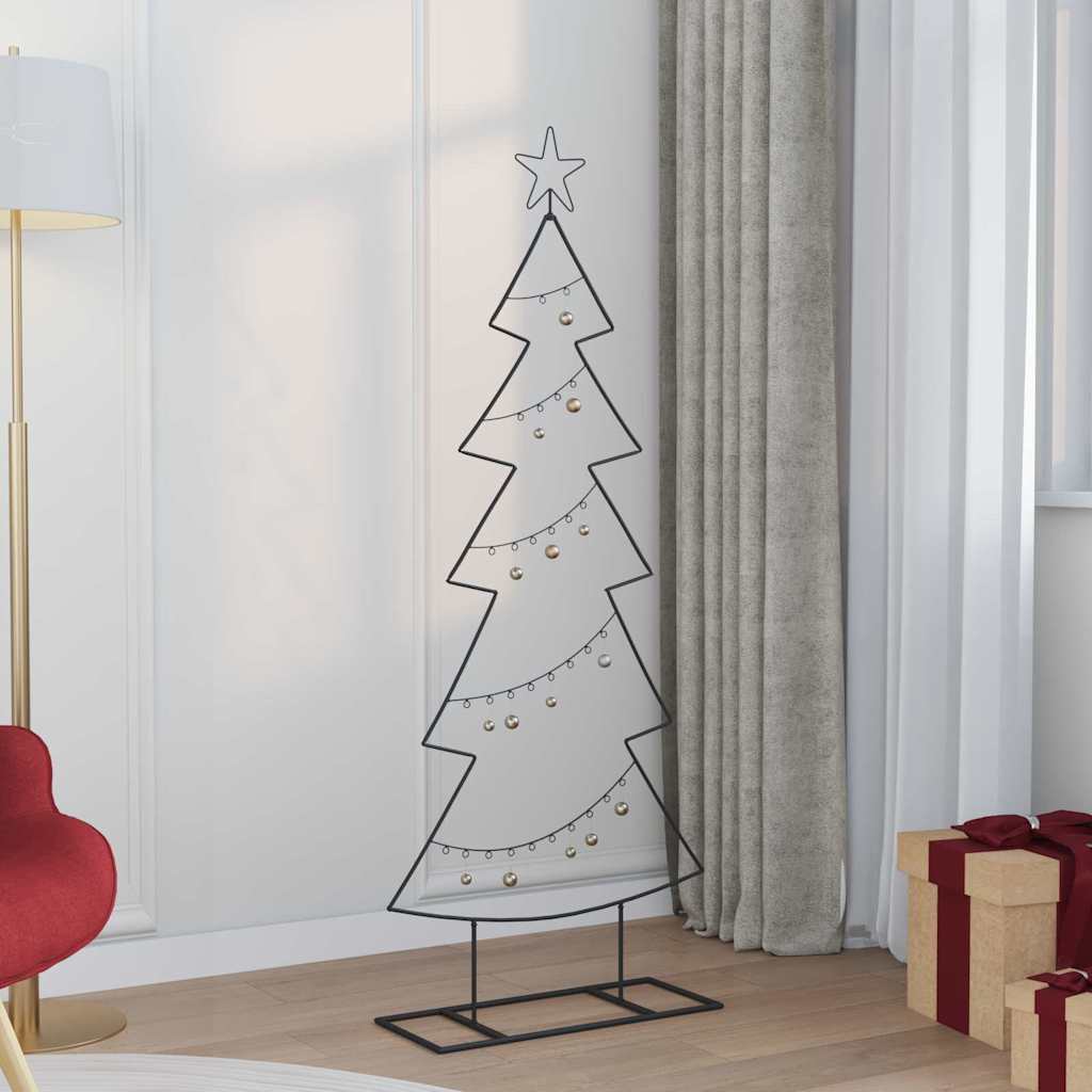 vidaXL Metalowa choinka świąteczna z podstawą Czarny 150 cm Stal