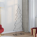 vidaXL Metalowa choinka świąteczna z podstawą Czarny 150 cm Stal