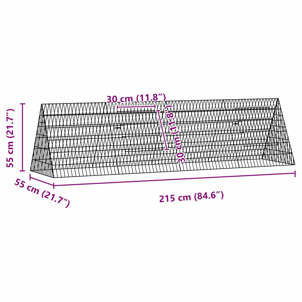 vidaXL Klatka dla kur Srebrny 215 x 55 x 55 cm Stal Galwanizowana