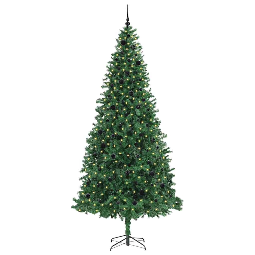 vidaXL Sztuczna choinka z podstawą Zielony 300 cm PVC, Metal i Plastik