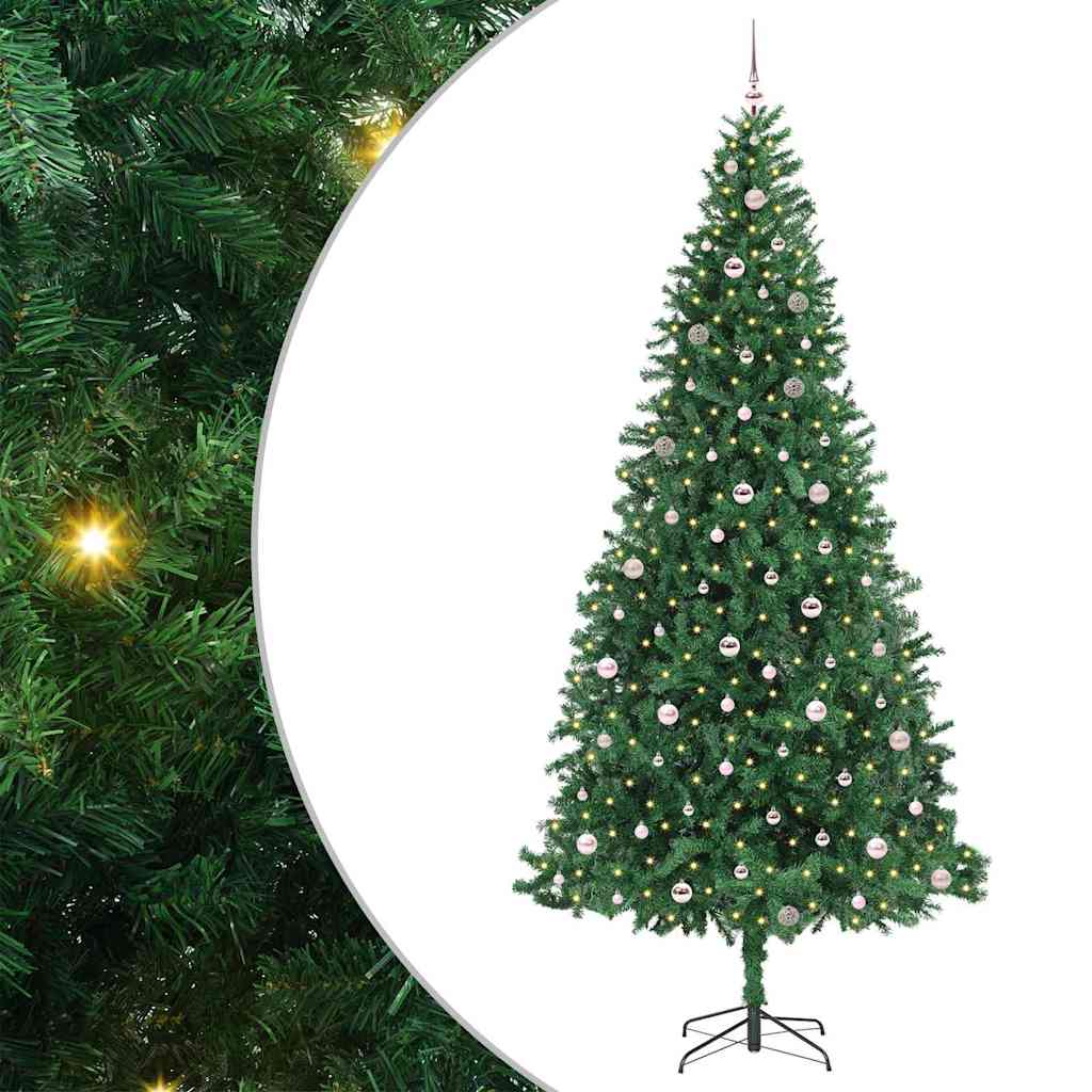 vidaXL Sztuczna choinka z podstawą Zielony 300 cm PVC, Metal i Plastik