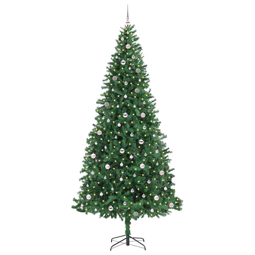 vidaXL Sztuczna choinka z podstawą Zielony 300 cm PVC, Metal i Plastik