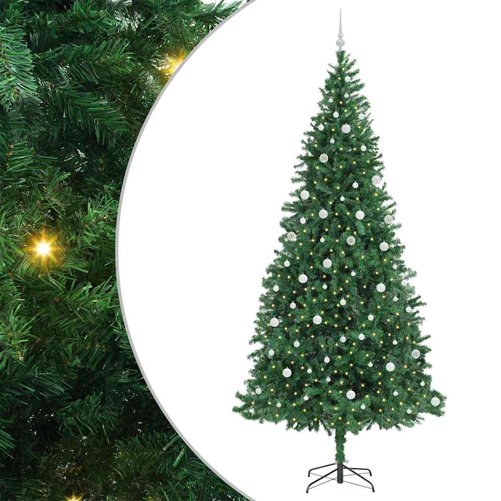 vidaXL Sztuczna choinka z podstawą Zielony 300 cm PVC, Metal i Plastik