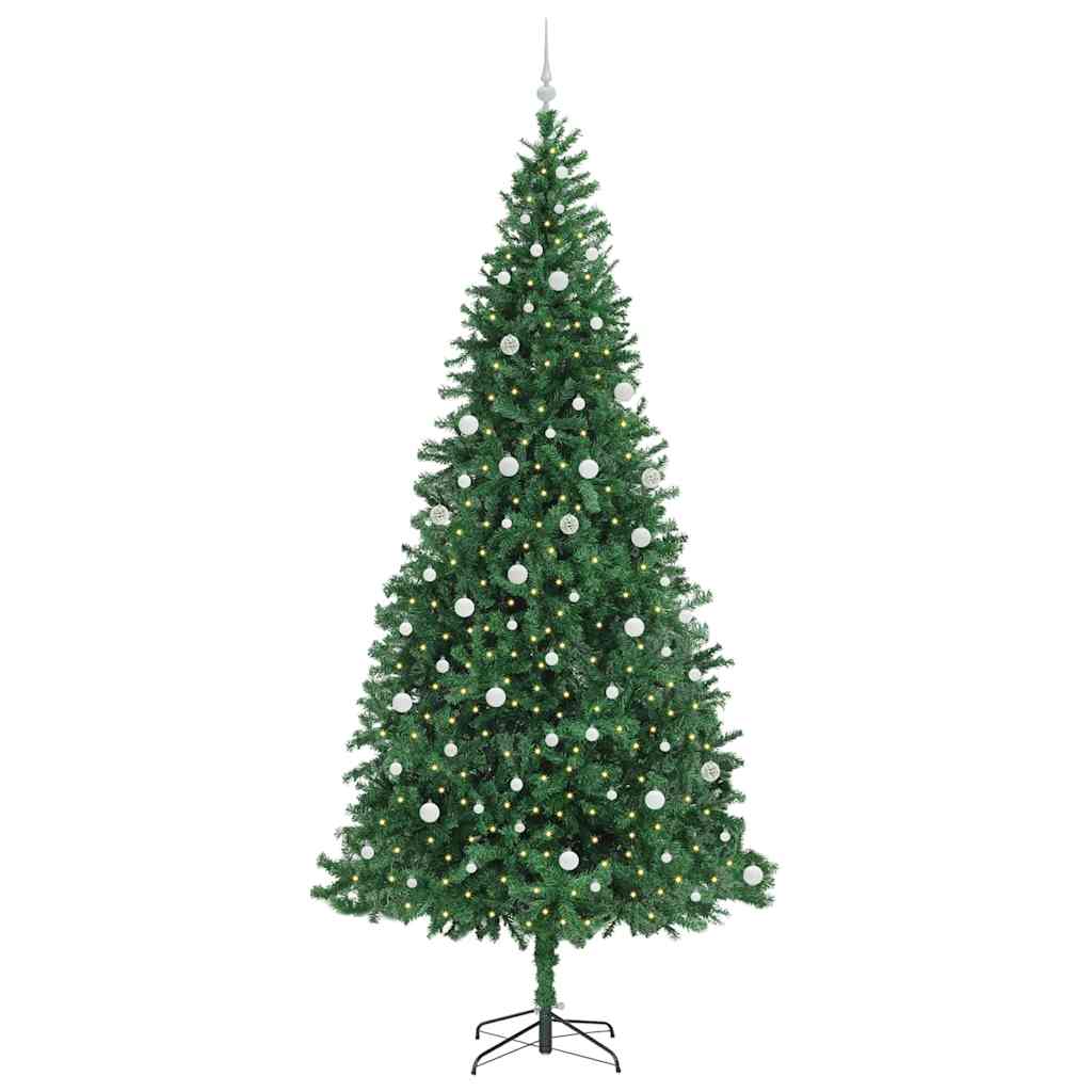 vidaXL Sztuczna choinka z podstawą Zielony 300 cm PVC, Metal i Plastik