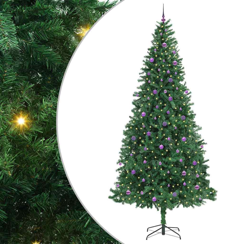 vidaXL Sztuczna choinka z podstawą Zielony 300 cm PVC, Metal i Plastik