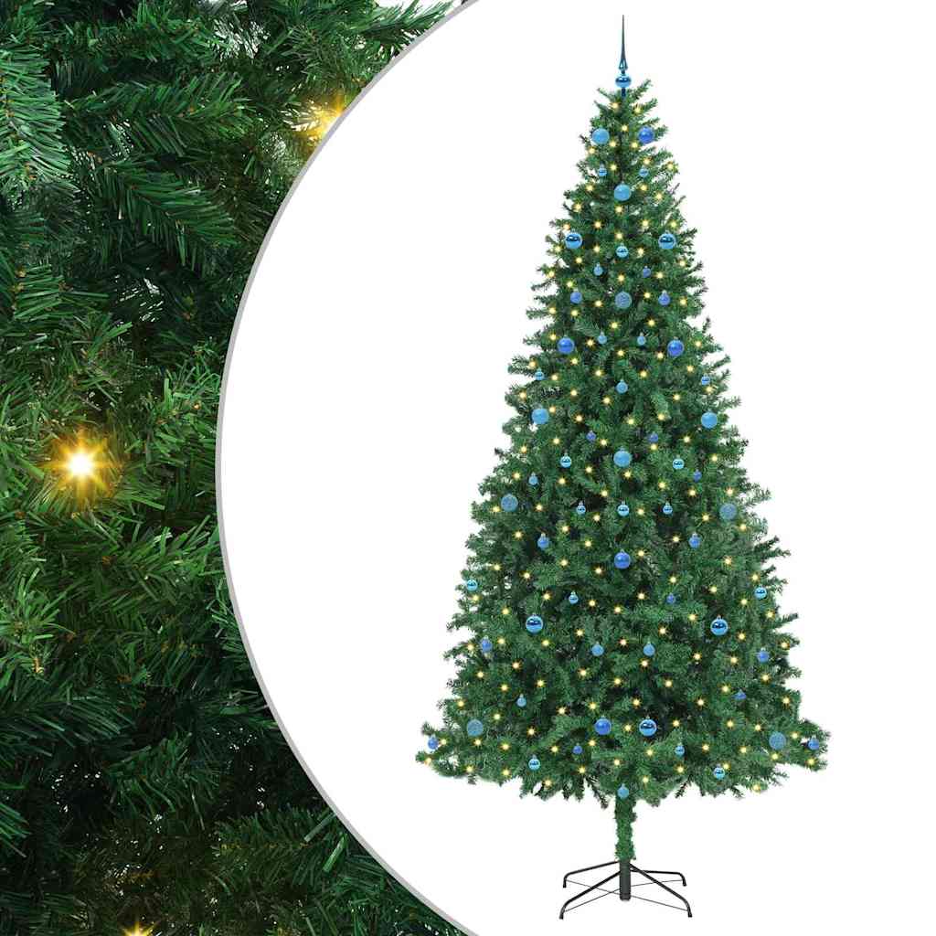 vidaXL Sztuczna choinka z podstawą Zielony 300 cm PVC, Metal i Plastik